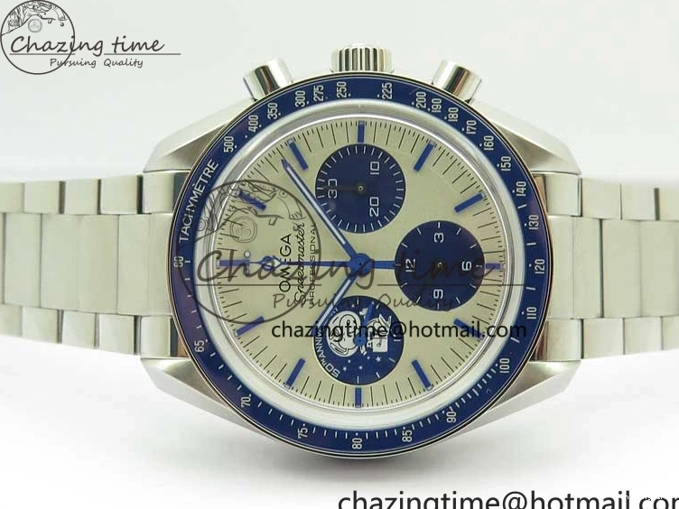 0111 Speedmaster SS Snoopy Apollo OMF Best Edition White Dial on SS Flat link Bracelet Venus Trendy 7882